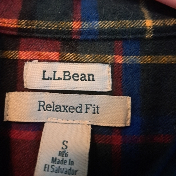 L.L. BEAN relaxed fit soft flannel shirt plaid red green blue long sleeves SM - Picture 6 of 7